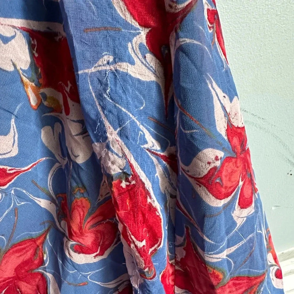 RACHEL Rachel Roy Dress Size XL Blue Red Floral Print Asymmetric Sleeveless - Picture 3 of 4